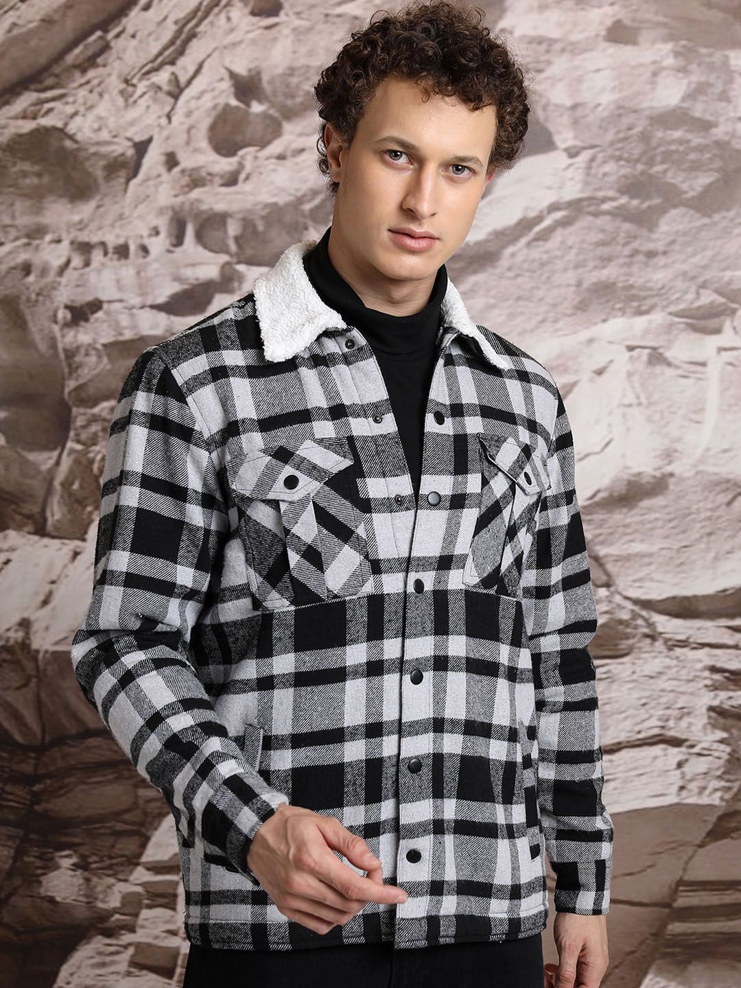 HIGHLANDER Checked Cotton Casual Shacket