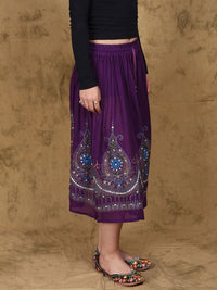 Exotic India Printed Flared Midi Skirts