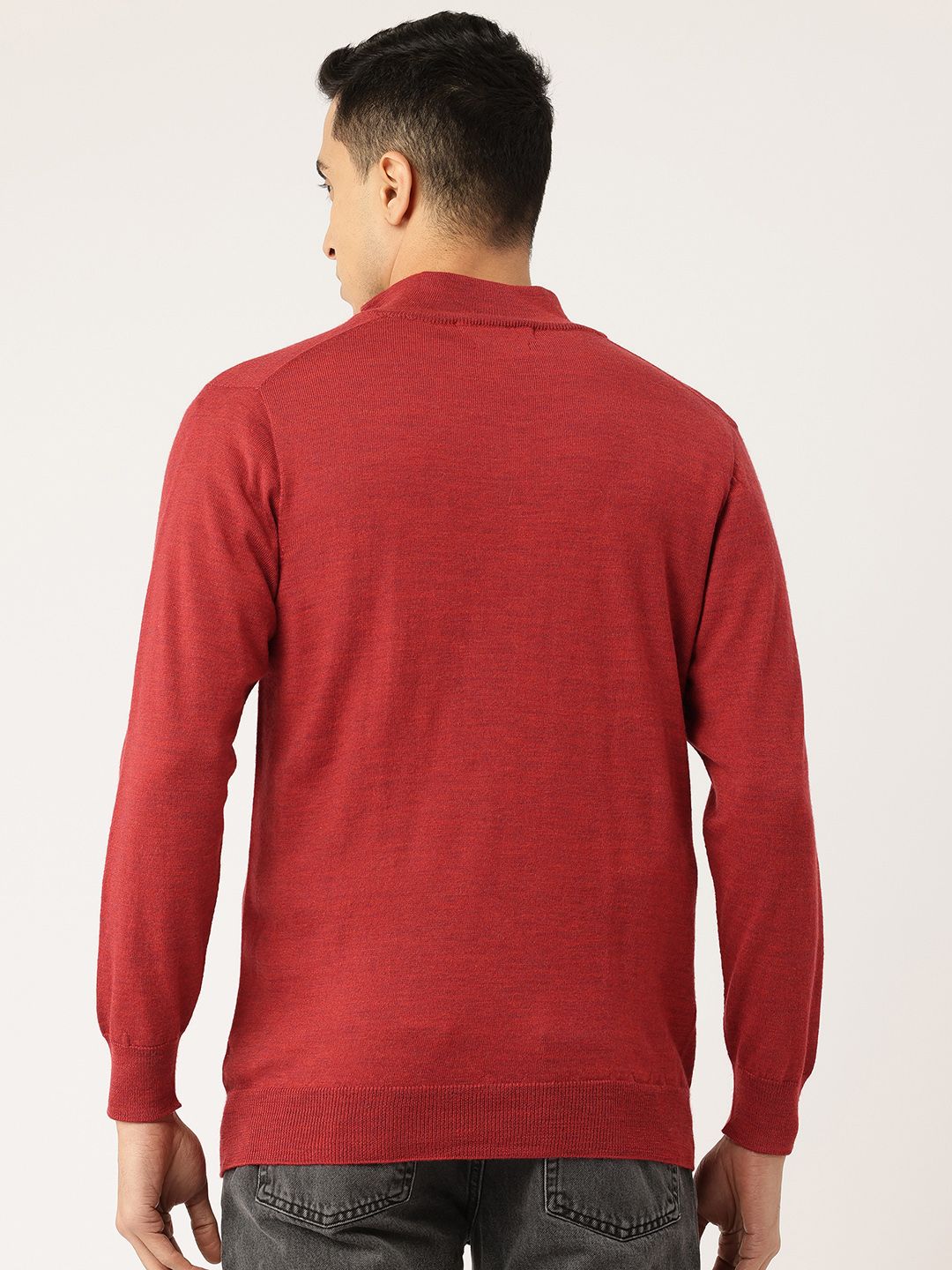 Monte Carlo Solid Woollen Pullover with Mock Collar