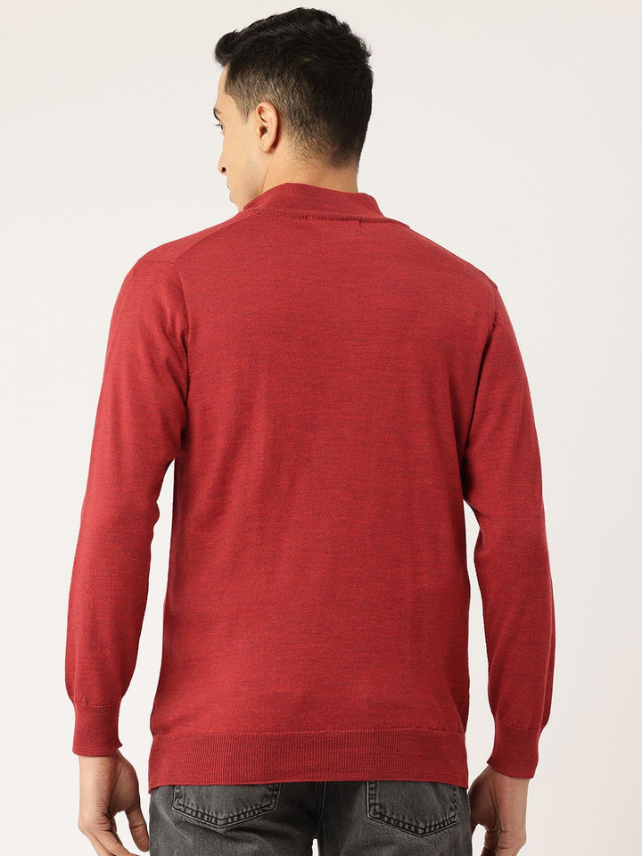 Monte Carlo Solid Woollen Pullover with Mock Collar