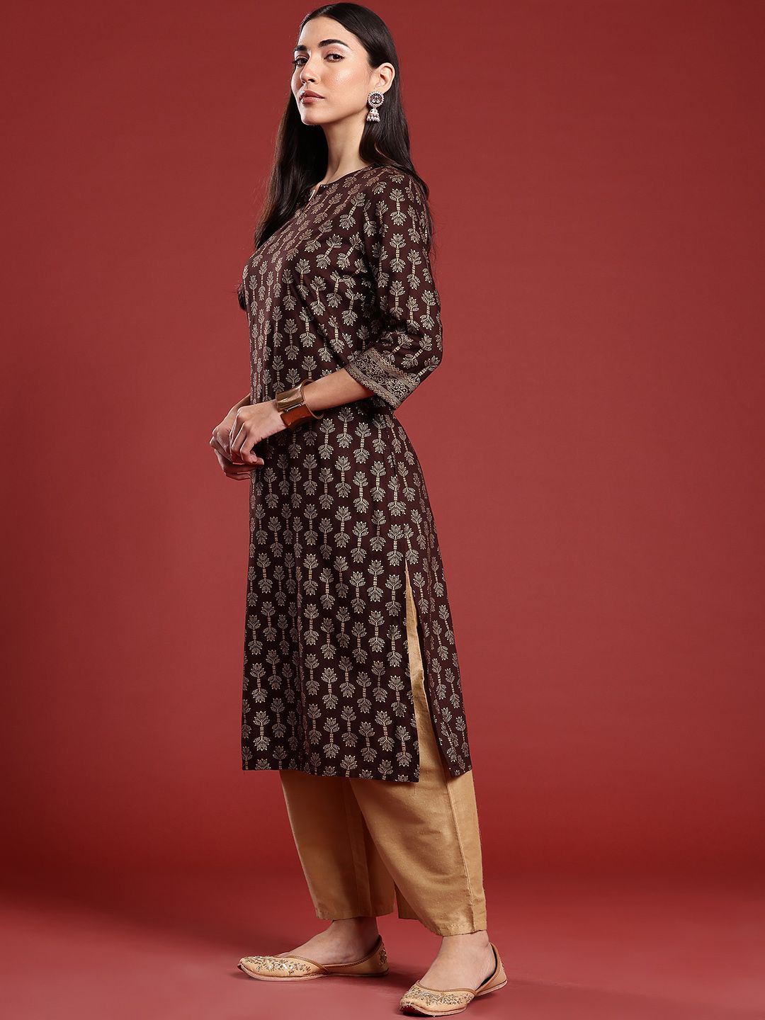 Anouk Cotton Ethnic Motifs Print Straight Kurta