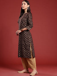 Anouk Cotton Ethnic Motifs Print Straight Kurta