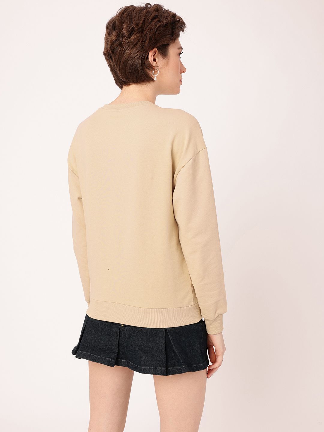 DressBerry Chic Charm Printed Cotton Terry Relaxed Fit Sweatshirt