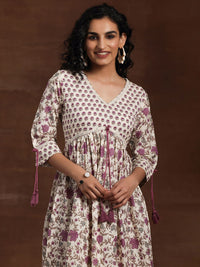 Libas Floral Printed V Neck Cotton Maxi Fit & Flare Dress