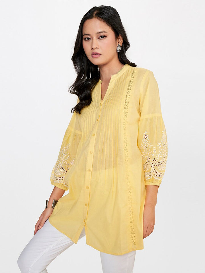 Global Desi Mandarin Collar Pure Cotton Tunic