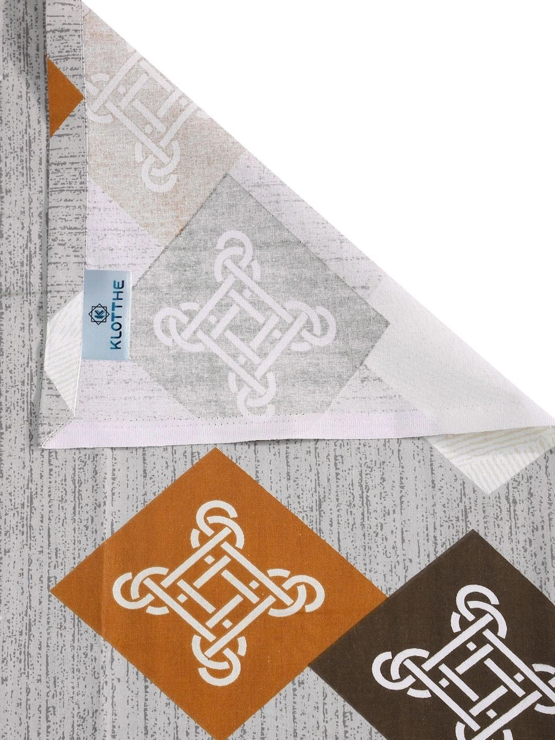 Moda Rapido X KLOTTHE Grey & Brown Printed Pure Cotton Single Bedsheet With Pillow Covers