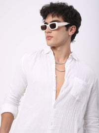 VASTRADO Men Classic Cutaway Collar Solid Cotton Slim Fit Casual Shirt