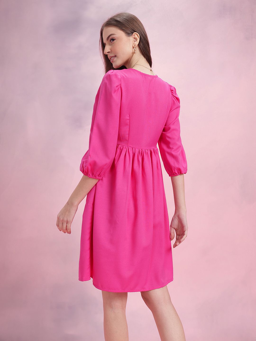 DressBerry Puff Sleeve A-Line Dress