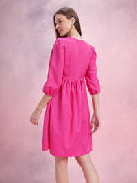 DressBerry Puff Sleeve A-Line Dress