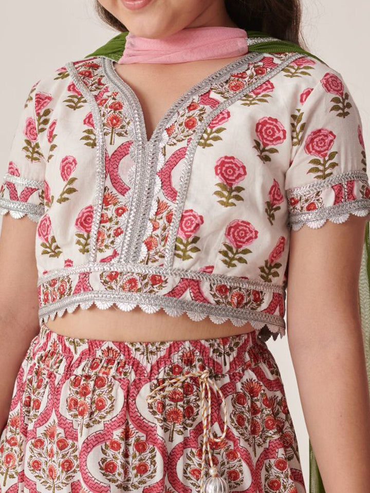 pspeaches Girls Printed Ready to Wear Lehenga Choli With Dupatta