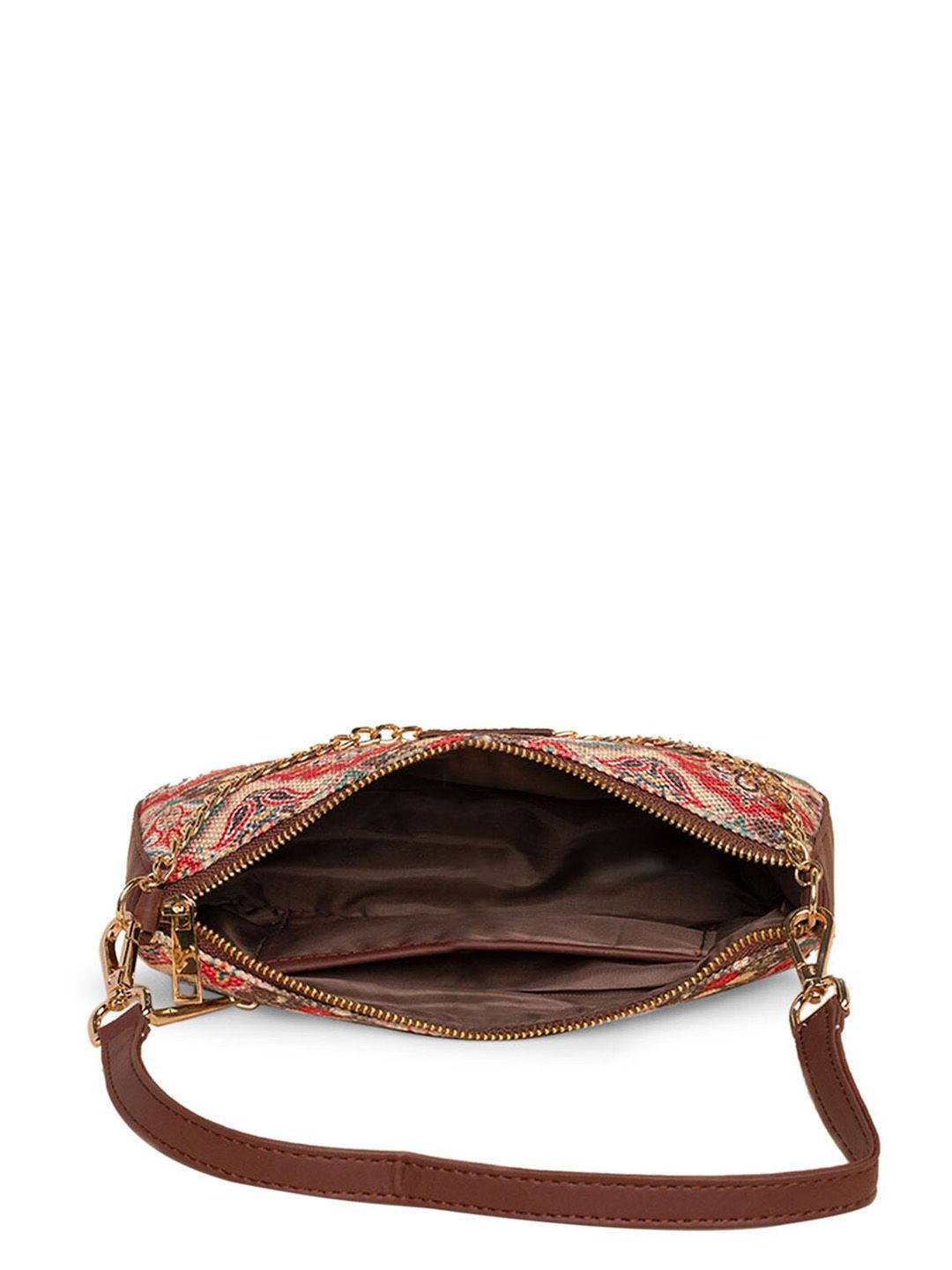 ZOUK Floral Printed Structured Baguette Bag Handbags