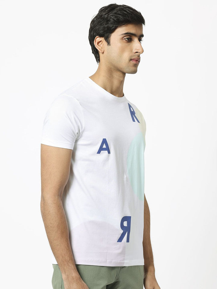 RARE RABBIT Men Enders Typography Printed Cotton Slim Fit T-Shirt