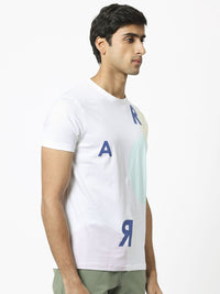 RARE RABBIT Men Enders Typography Printed Cotton Slim Fit T-Shirt