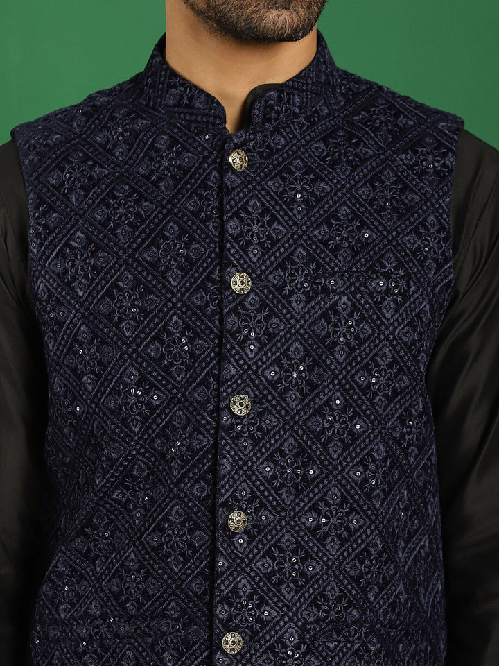 Jompers Embroidered Mandarin Collar Nehru Jackets
