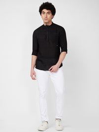 SPYKAR Mandarin Collar Opaque Linen Casual Shirt