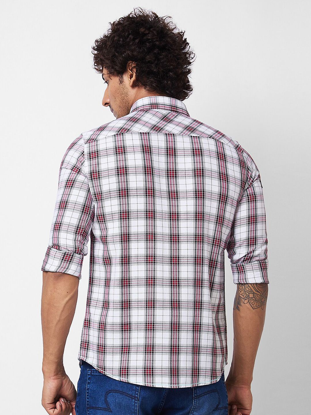 SPYKAR Tartan Checks Opaque Checked Cotton Casual Shirt
