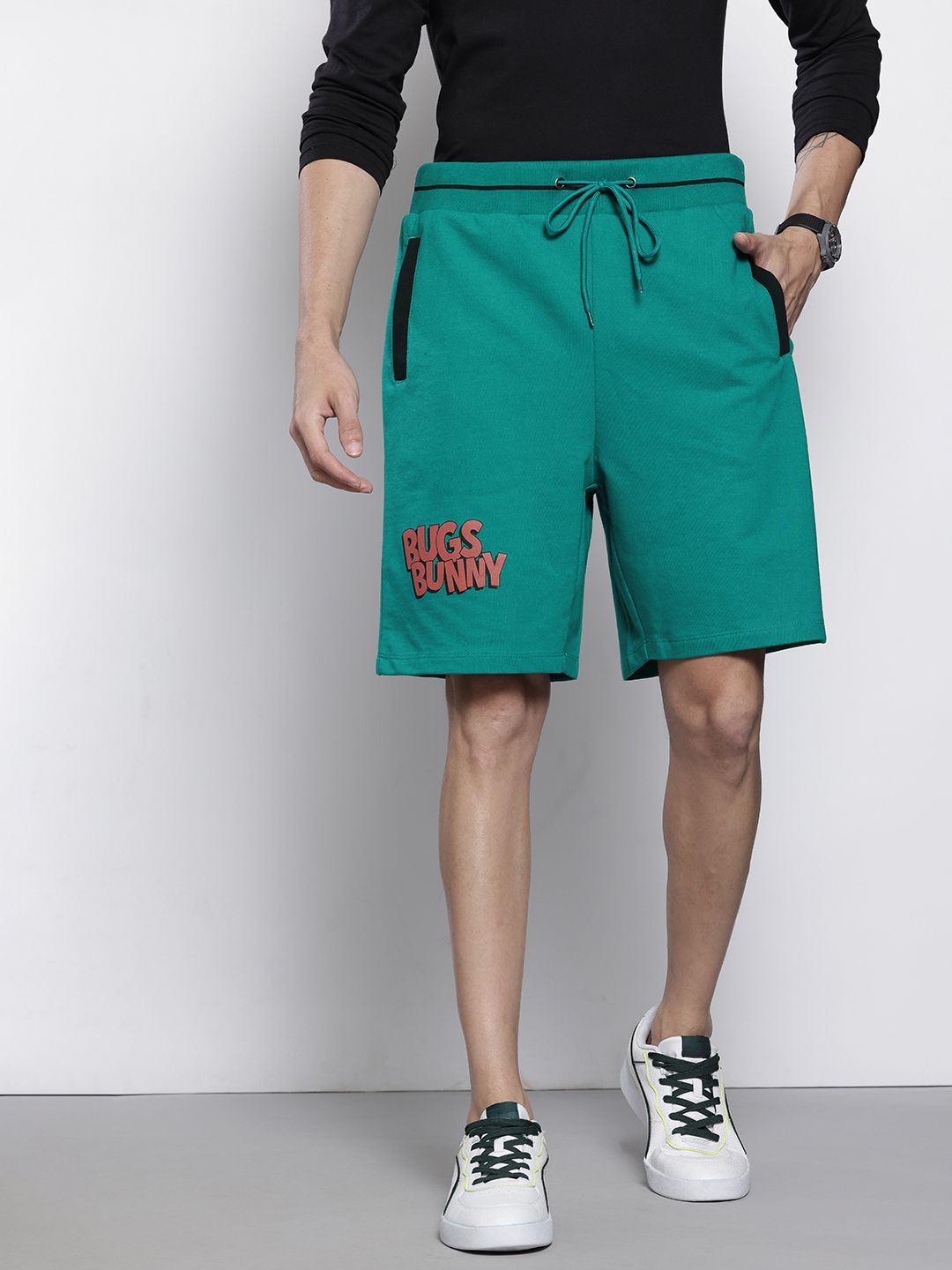 The Indian Garage Co Men Bugs Bunny Printed Loose Fit Shorts