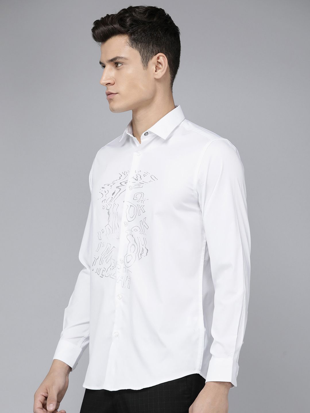 THE BEAR HOUSE Men Slim Fit Printed Pure Cotton Casual Shirt
