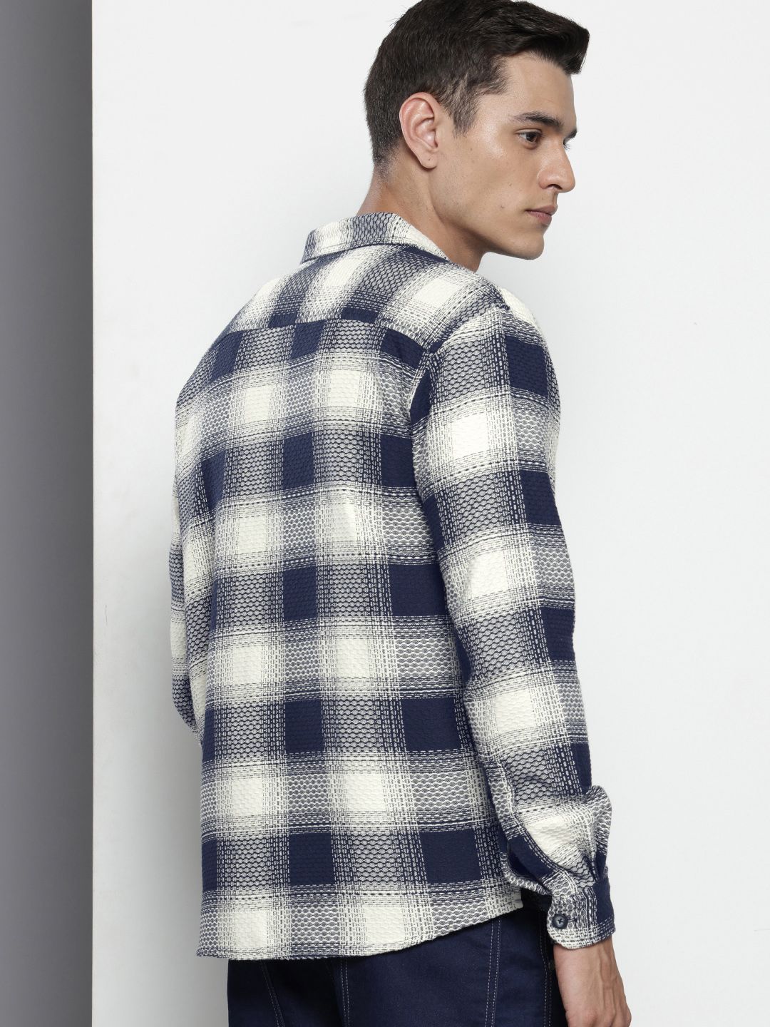 The Indian Garage Co Pure Cotton Textured Tartan Checks Casual Shirt