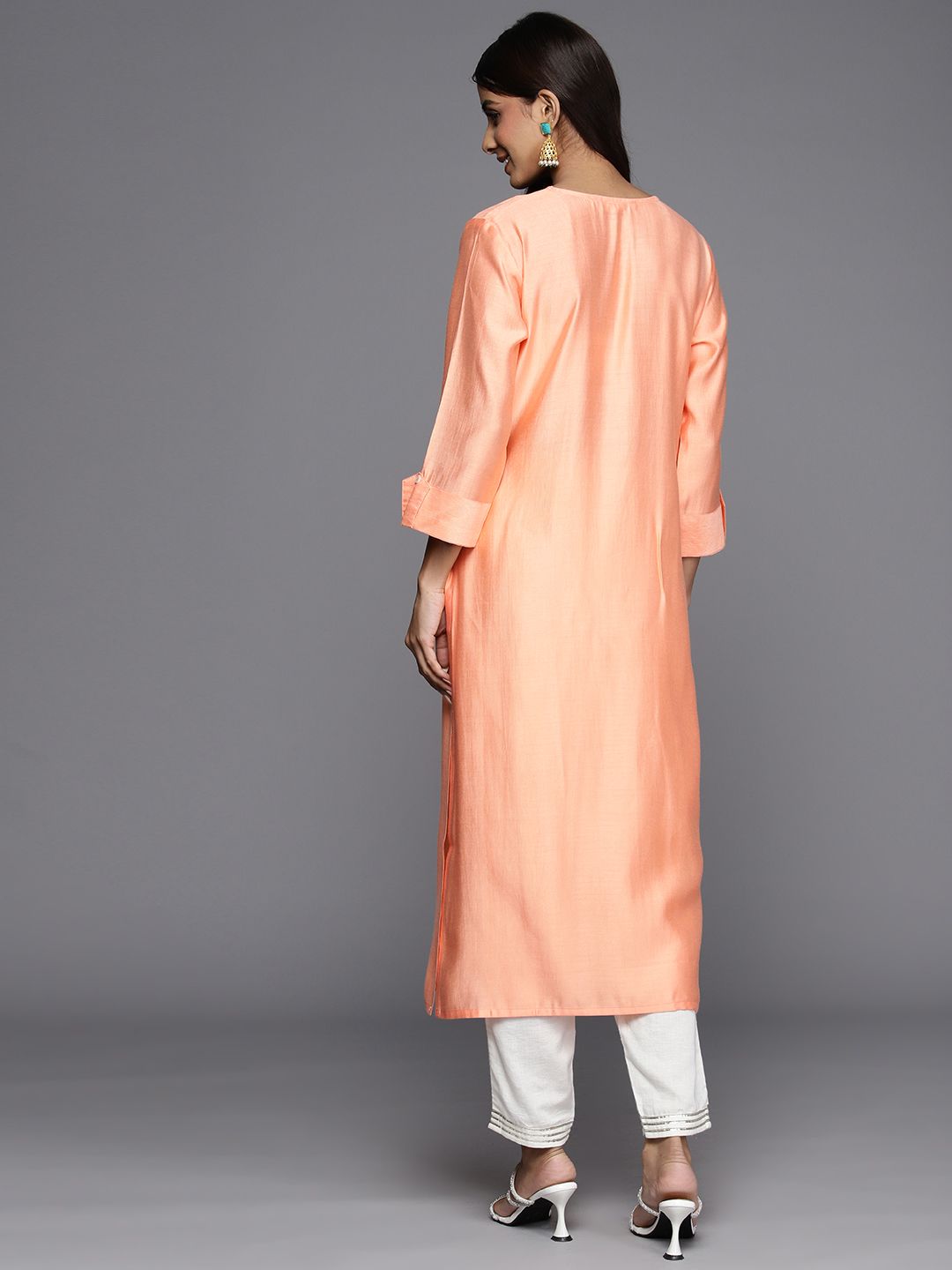 Indo Era Women Striped Liva Kurta