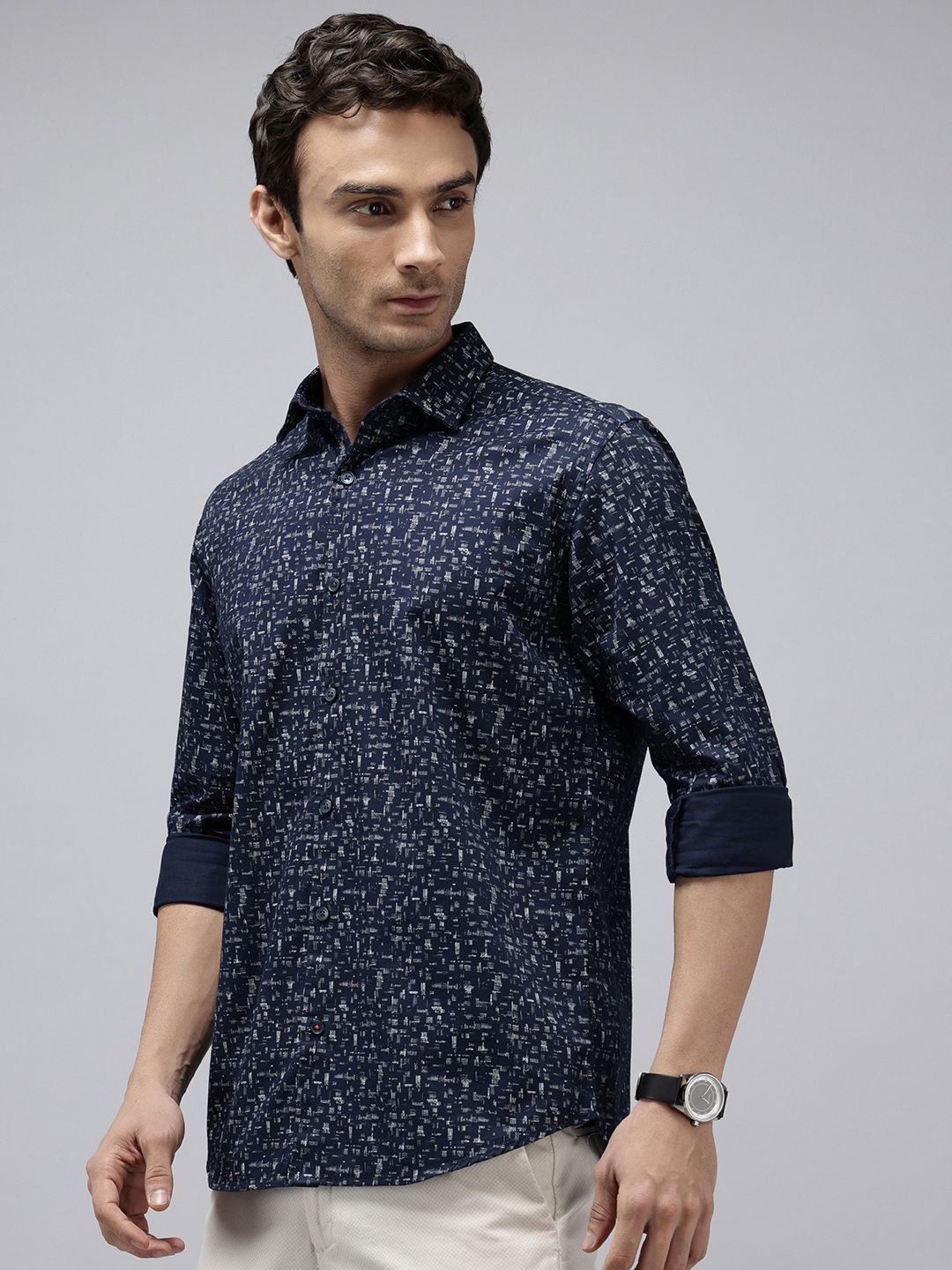 Park Avenue Pure Cotton Slim Fit Abstract Printed Casual Shirt