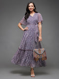 Miss Chase Floral Printed Flared Sleeve Maxi Dress