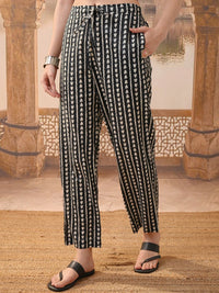 Vishudh Black Printed Top With Trousers & Shrug