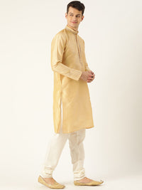 SOJANYA Men Beige Yoke Design Straight Kurta