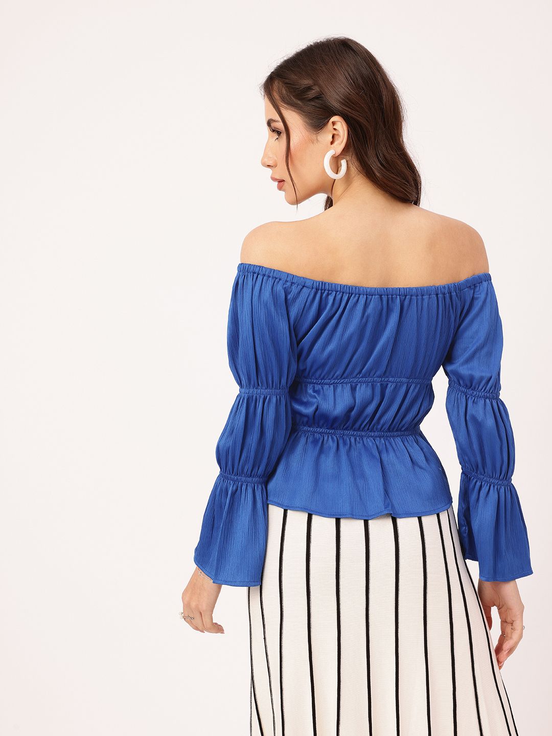 DressBerry Electric Blue Cinched & Chic Waist Top