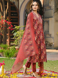 KALINI Women Floral Printed Regular Kurta with Trousers & With Dupatta