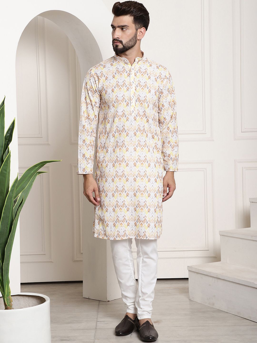 SOJANYA Kurta Bunga Kuning Lelaki