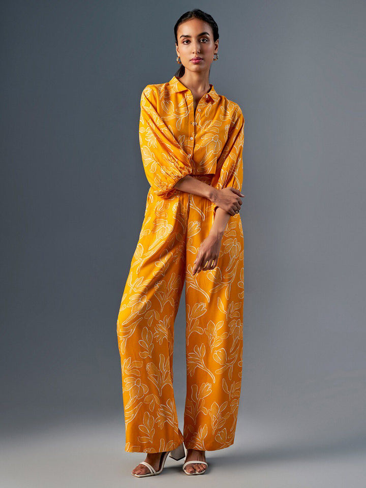 Global Desi Floral Printed Top & Palazzo