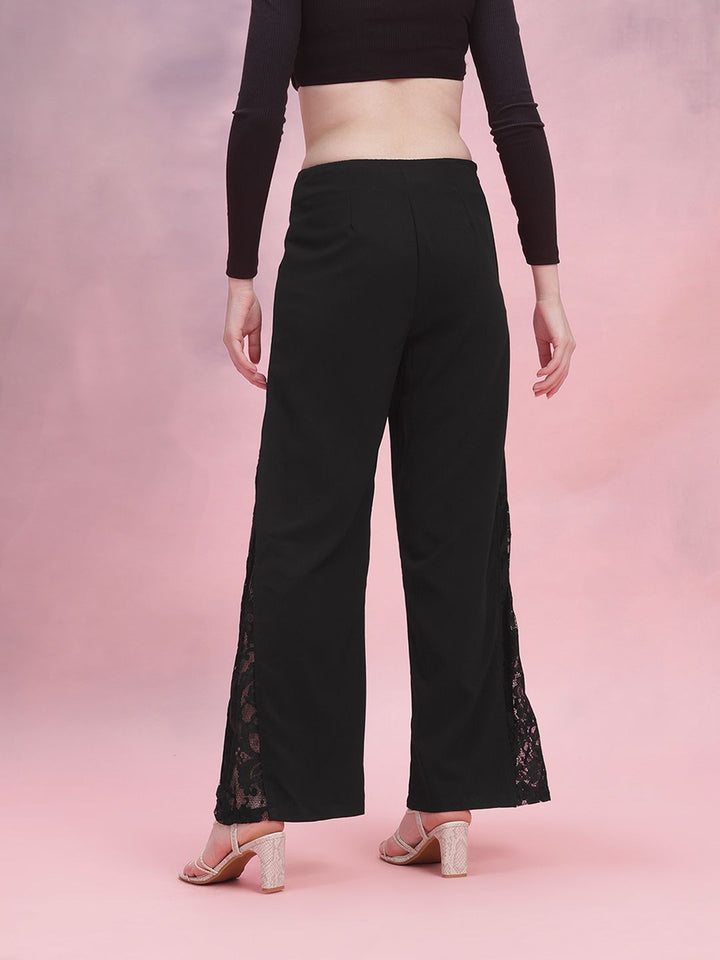 DressBerry Women Flared Trousers with Lace-Detail