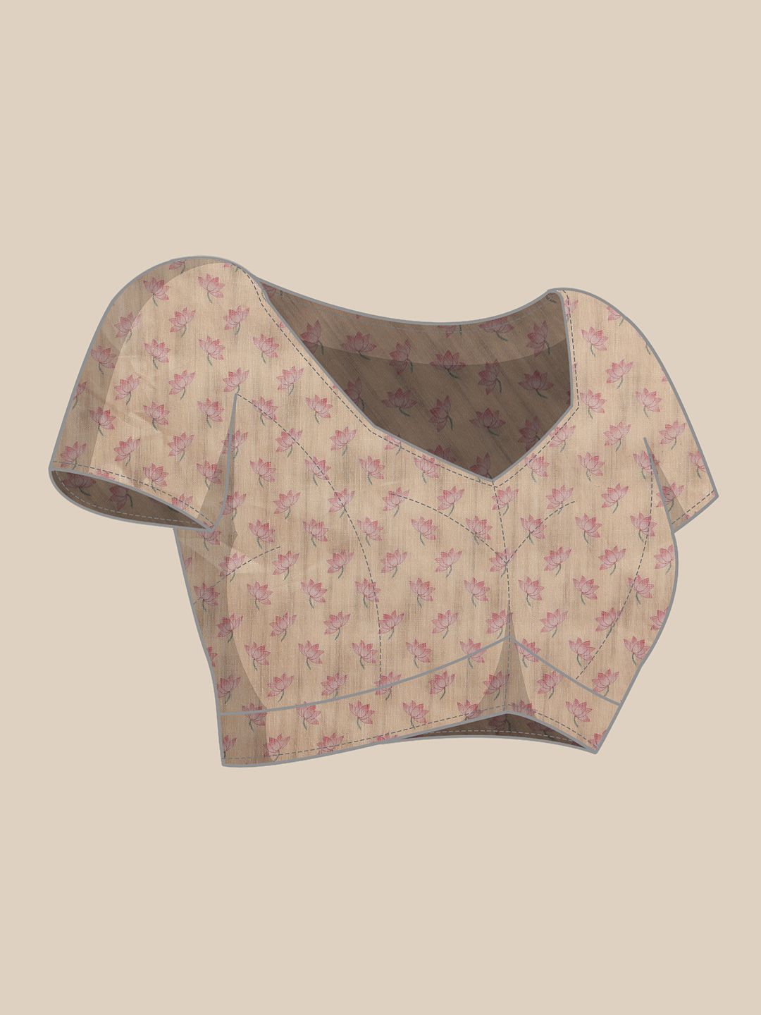 Silk Land Women Floral Print Ready To Wear Chanderi Saree