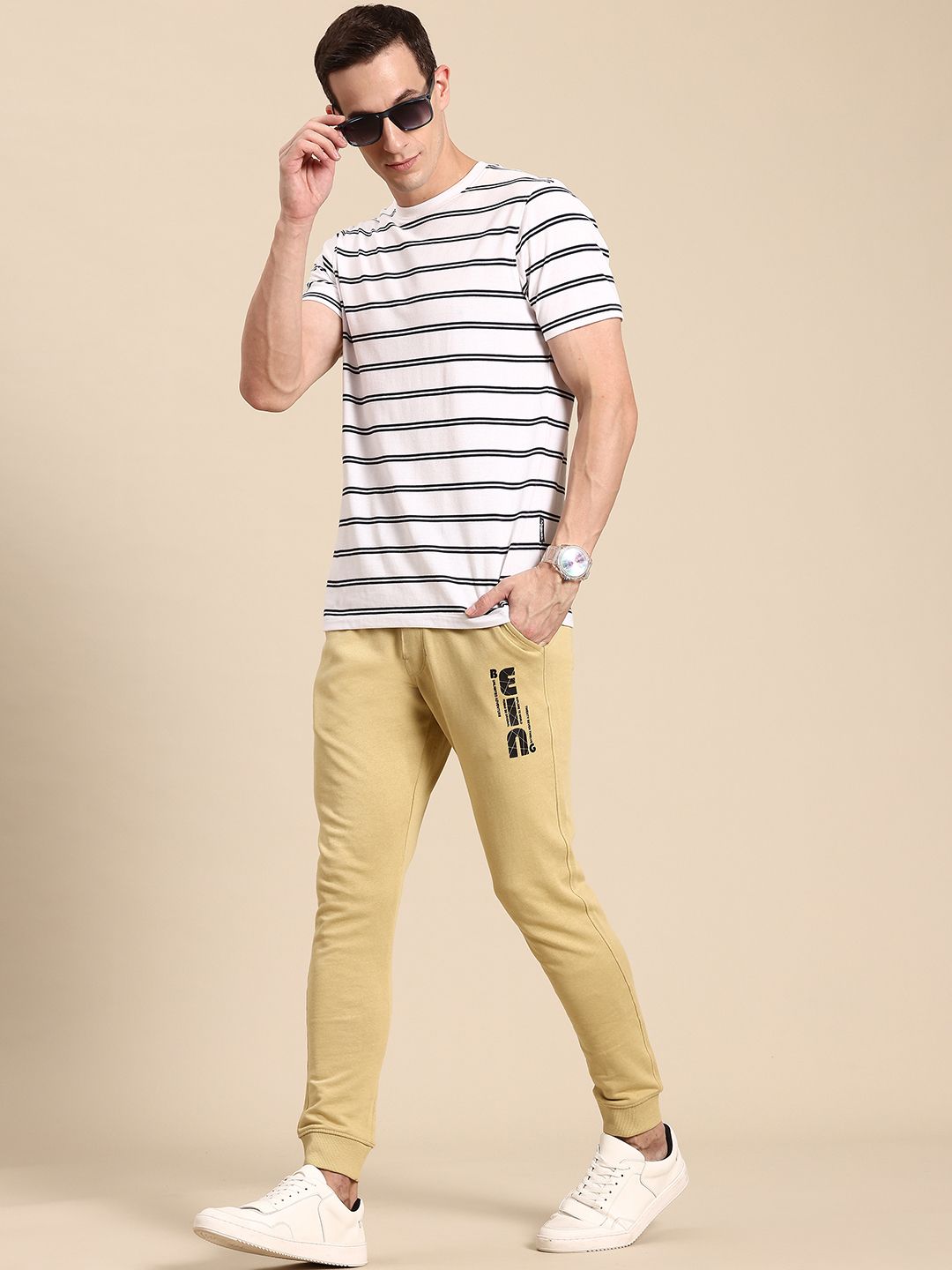 Being Human Printed Detail Pure Cotton Joggers