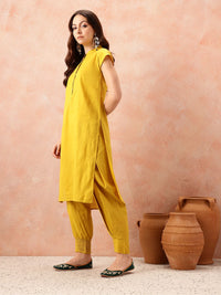 all about you Pathani Style Pure Cotton Extended Sleeve Kurta with Smock Cuffed Salwar