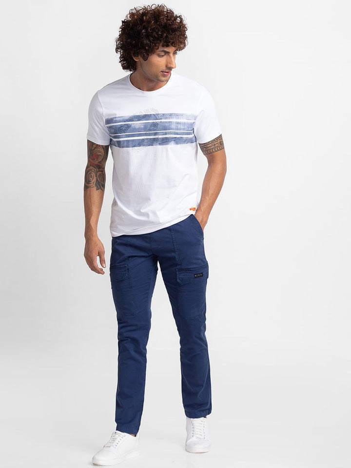SPYKAR Men Blue Slim Fit Cargos Trousers