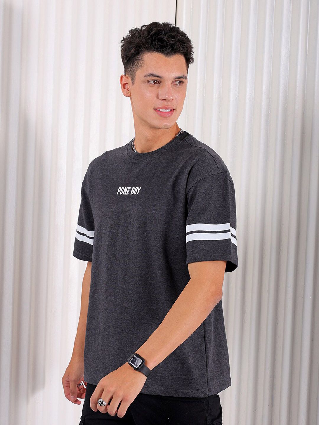 The Indian Garage Co Typography Printed Pure Cotton Regular Fit T-shirt