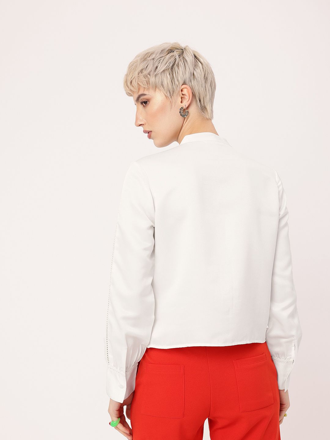 DressBerry Cute Femi Satin Sensuality Lace Detailed Pleated Shirt