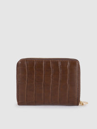 Lino Perros Women Coffee Brown Croc & Snakeskin Textured Zip Around Wallet