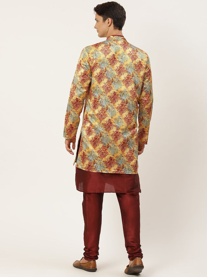 SOJANYA Motif Etnik Sawi Lelaki Bercetak Kurta dengan Churidar