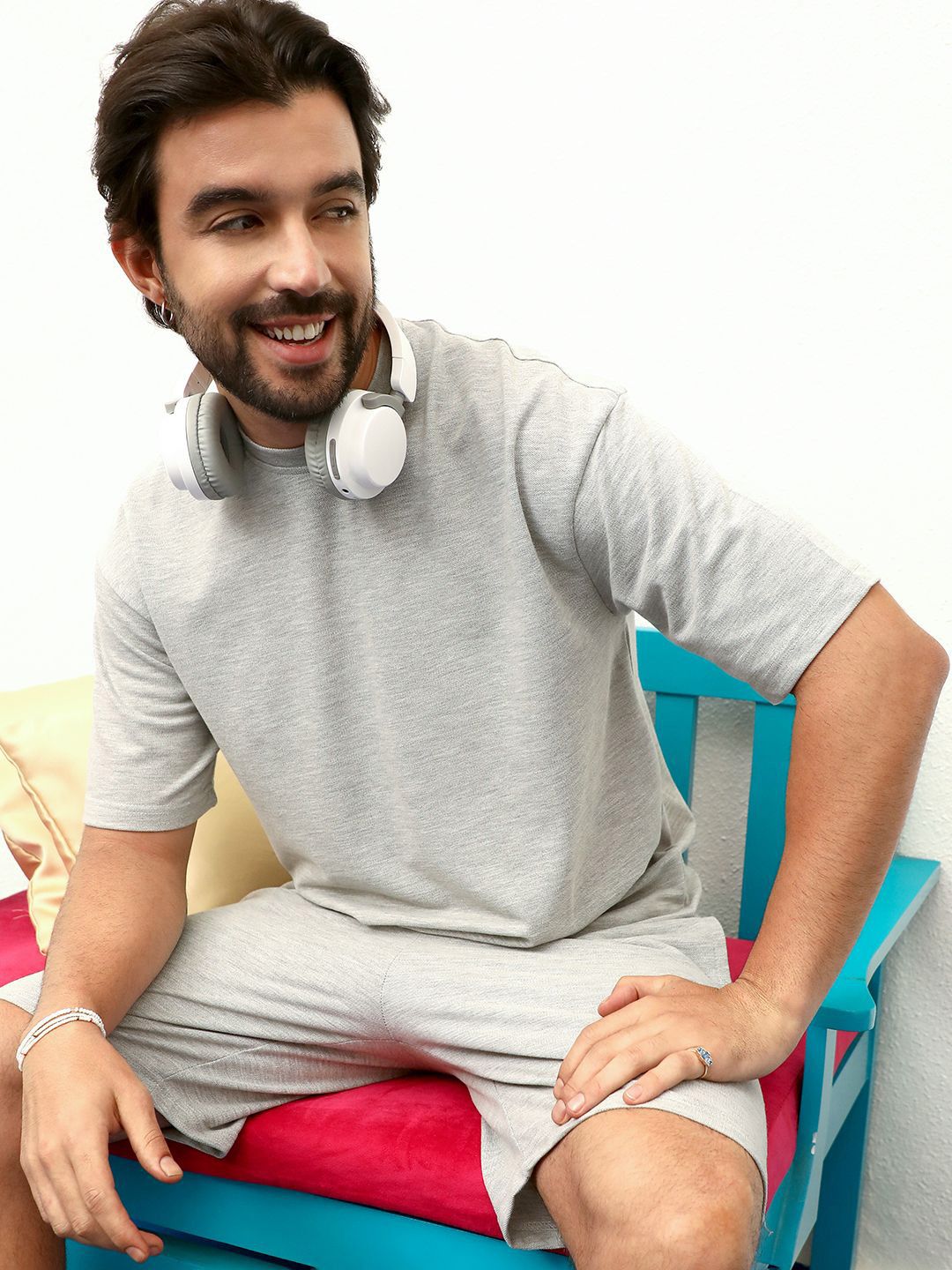 Campus Sutra Men Solid Cotton T-Shirt & Shorts Co-Ord Set