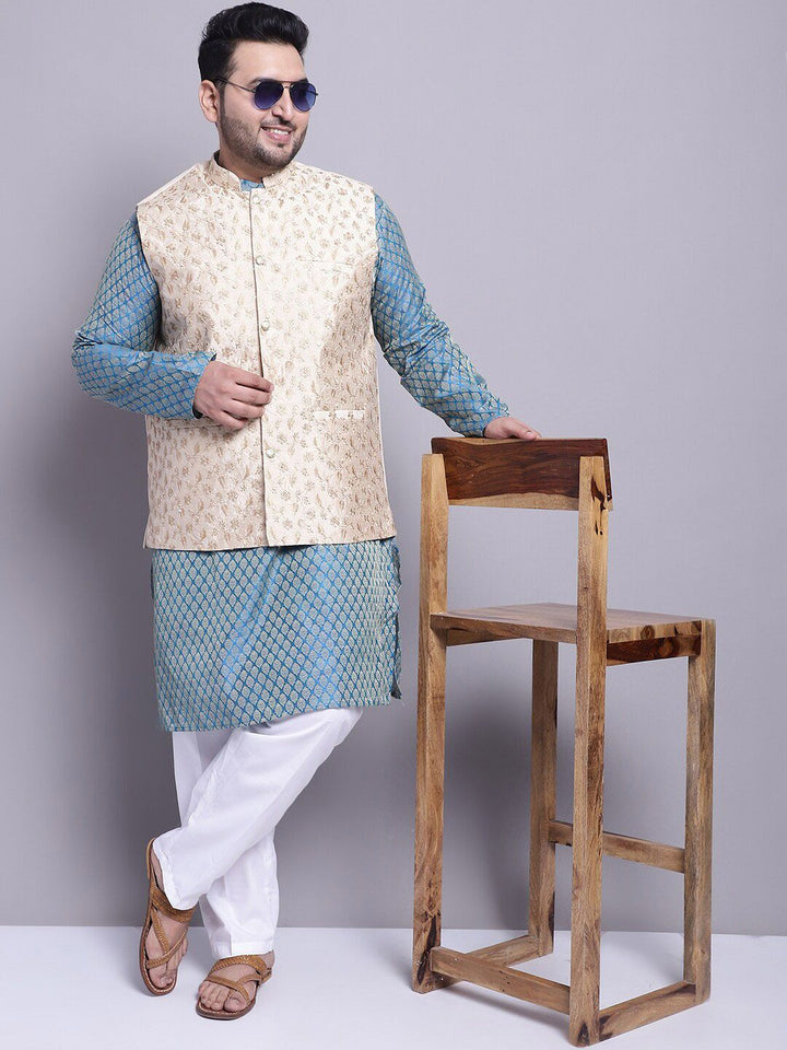 SOJANYA PLUS Woven Design Regular Kurta With Pyjamas & With Nehru Jacket