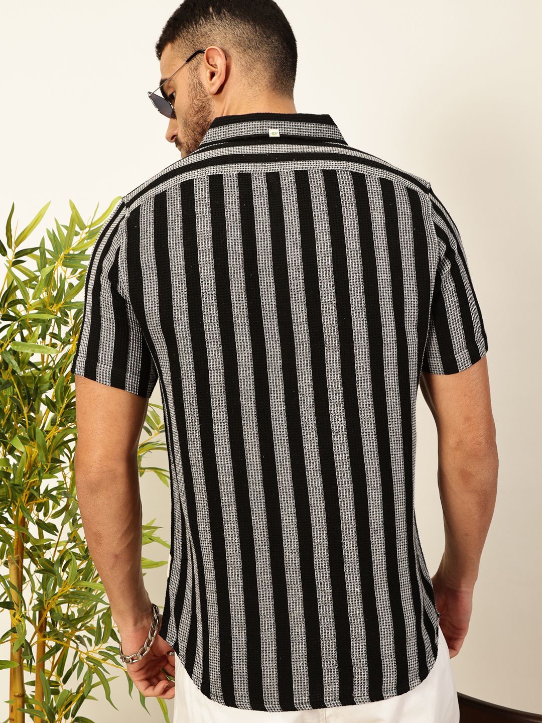Thomas Scott Men Premium Slim Fit Vertical Striped Casual Shirt