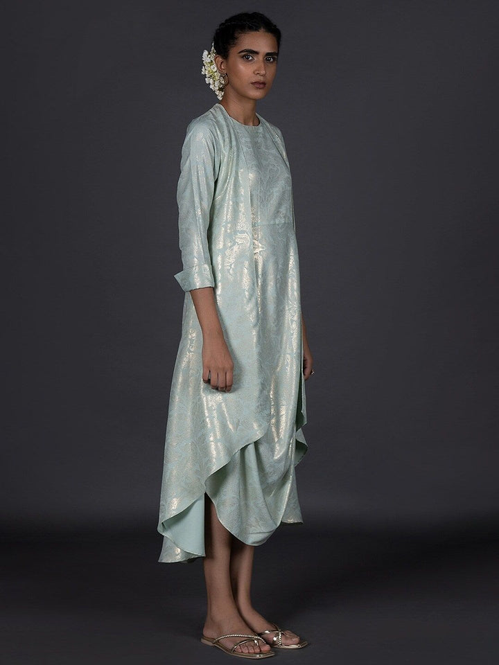 W Green Ethnic A-Line Midi Dress