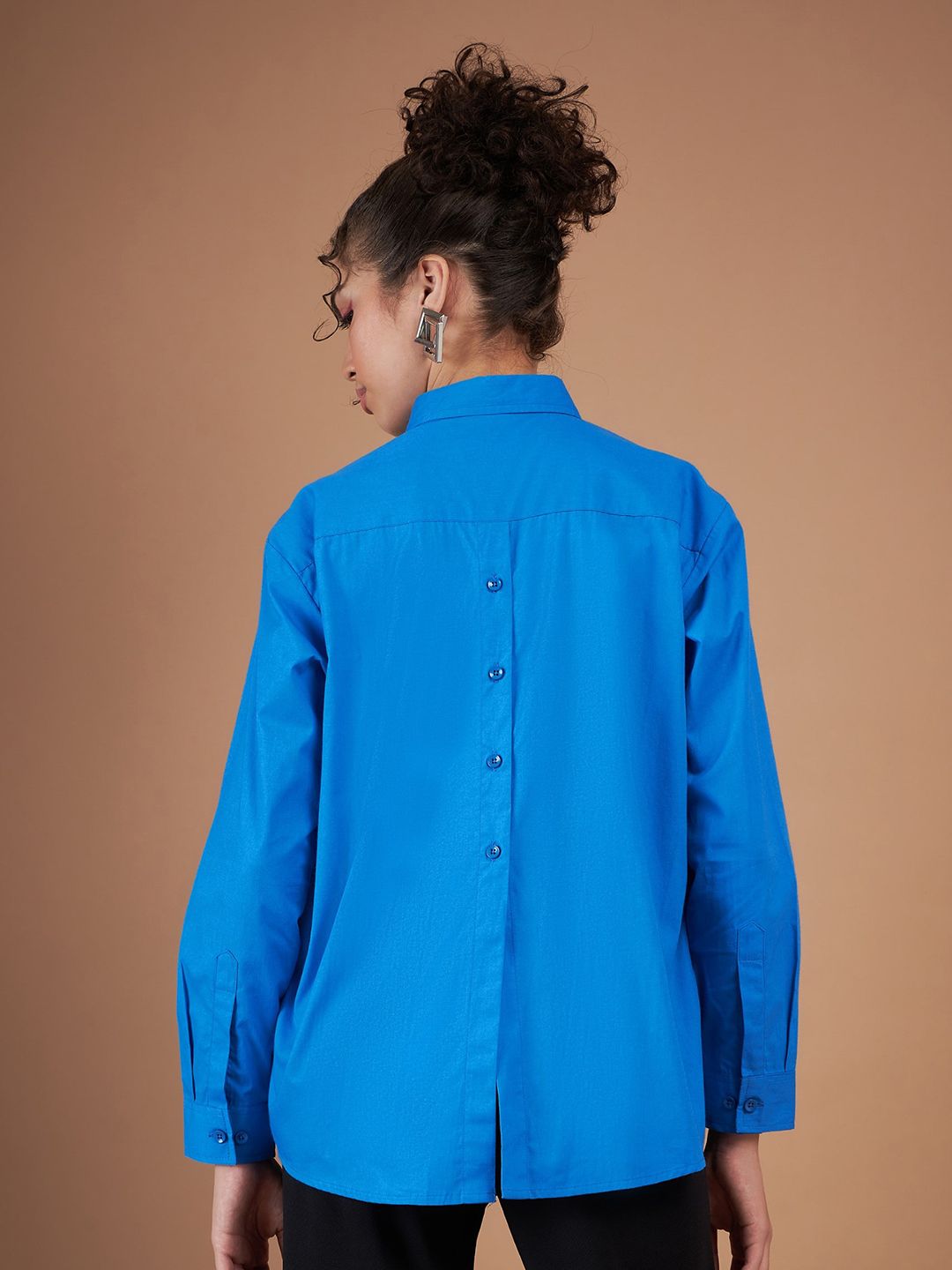 SASSAFRAS Spread Collar Opaque Back Placket Detail Casual Pure Cotton Shirt