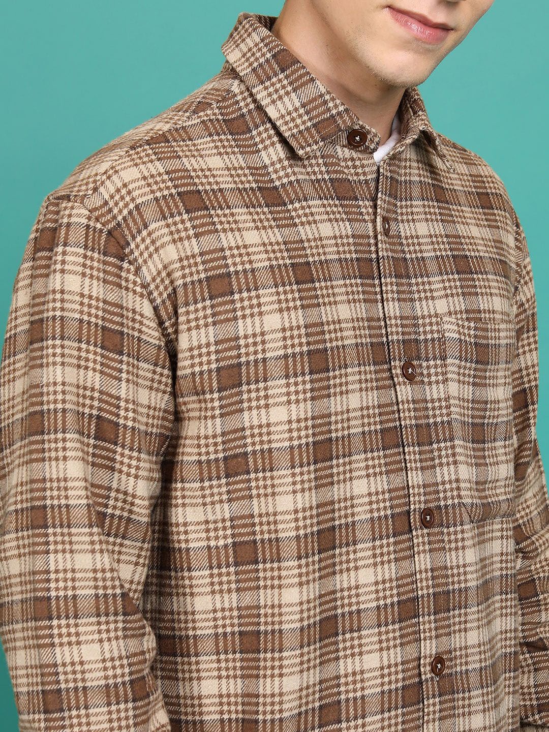 HIGHLANDER Tartan Checked Spread Collar Flannel Shirt