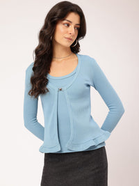 DressBerry Lush Layers Ribbed Ruffled Top with Tank