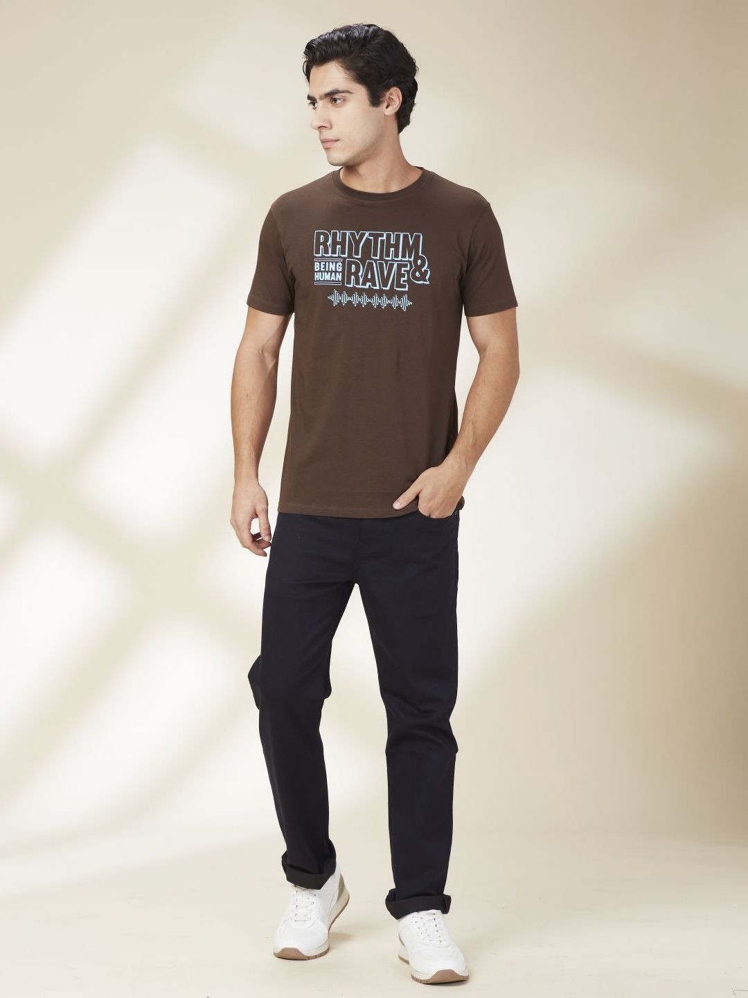 Being Human Men Typography Printed Round Neck Cotton Slim Fit T-shirt