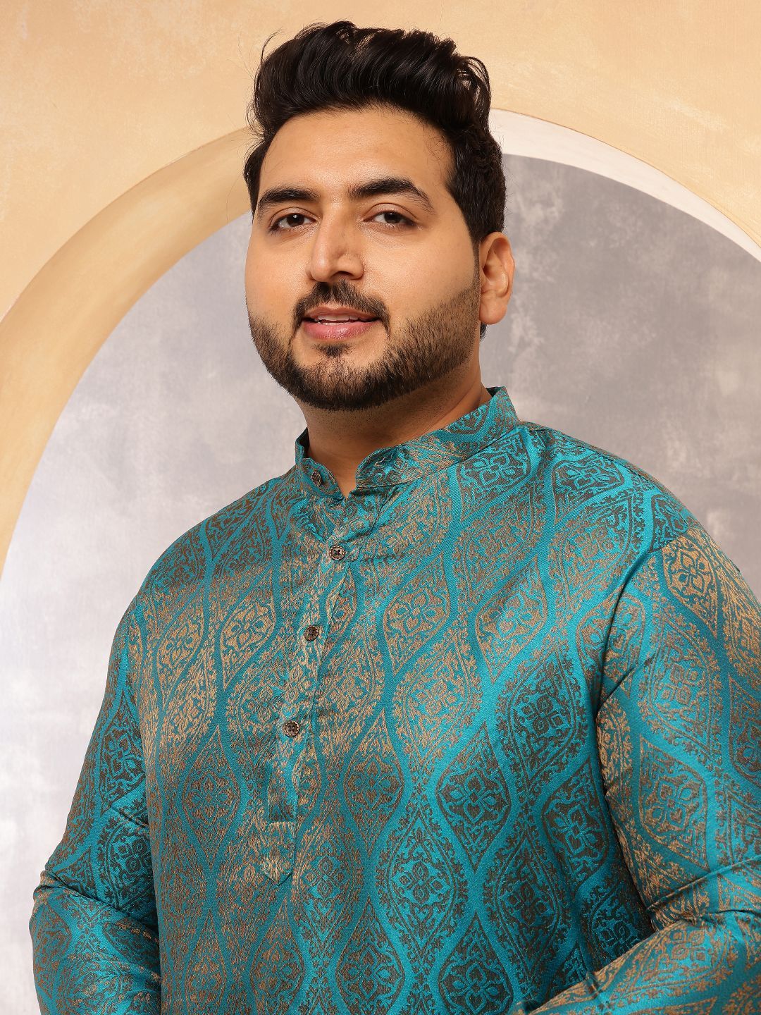 SOJANYA PLUS Woven Design Kurta Lurus Sutera Kolar Mandarin